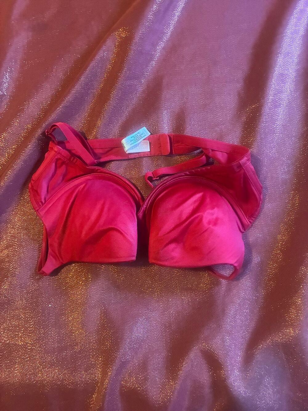 Victorias Secret Bra Womens 34B Push Up Red Underwire Padded Adjustable